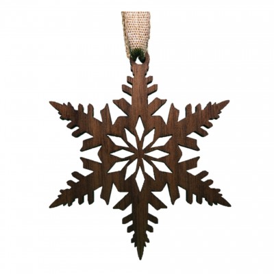 Snowflake Diamond Style Ornament  - Black Walnut Wood - 77x88x6mm - Made in Quebec
